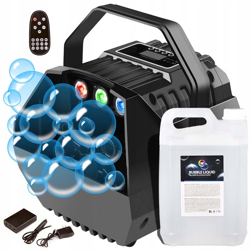 Výrobník Stroj Na Bubliny Bezdrátové Podsvícení Led Efekt Kapalina 5L