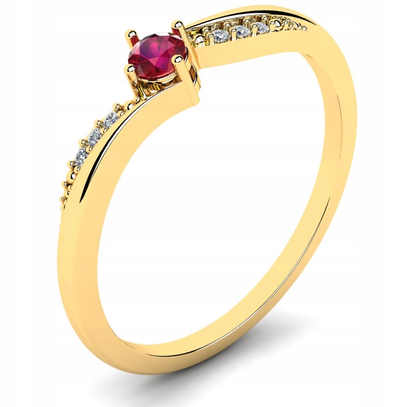 

Pierścionek Złoty Z Rubinem I Brylantami 0,13CT