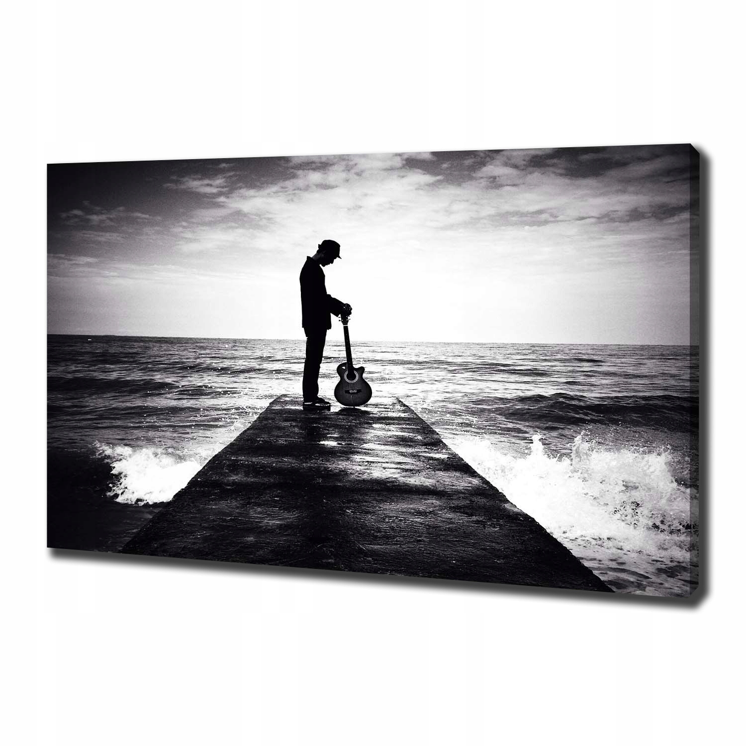 

Foto obraz na płótnie Gitarzysta na molo 100x70 cm