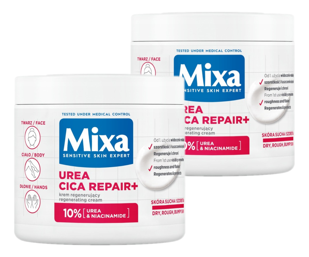 Mixa Urea Cica Repair+ Krem regenerujący do twarzy dłoni i ciała 2x400ml