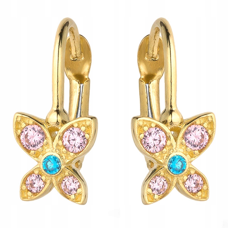 Zlaté Náušnice pr. 585 Květy se Zirkony 14k