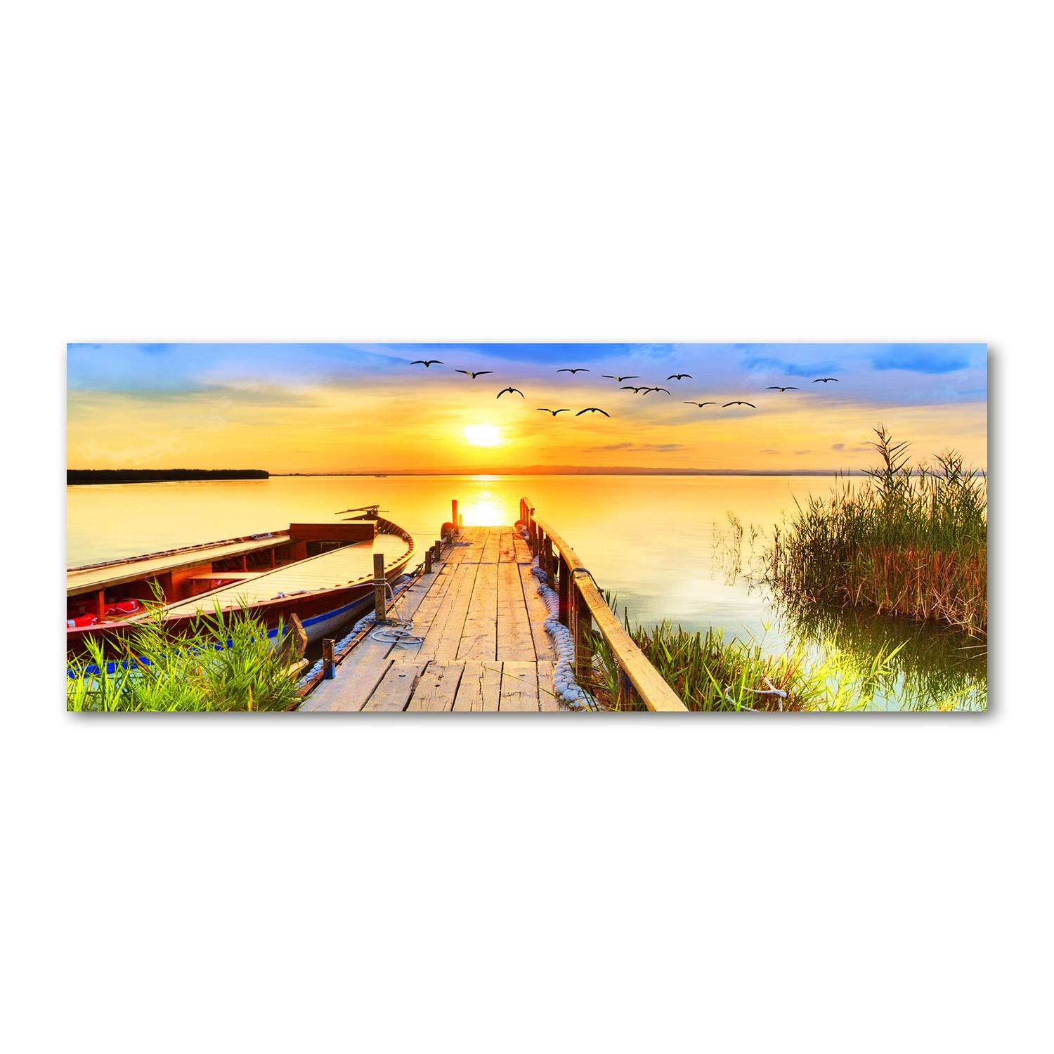 

Foto obraz akryl zdjęcie Łódka i molo 125x50 cm