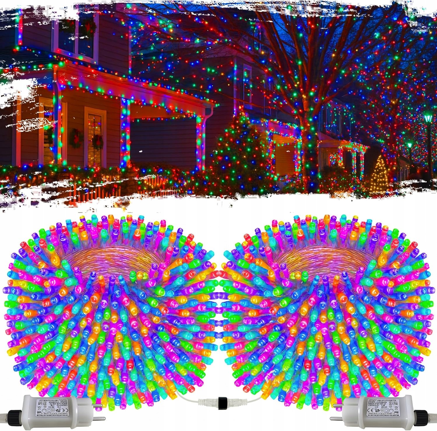Led světelný řetěz (2 × 22 m) 400 Led diod, barva 8 režimů, voděodolný