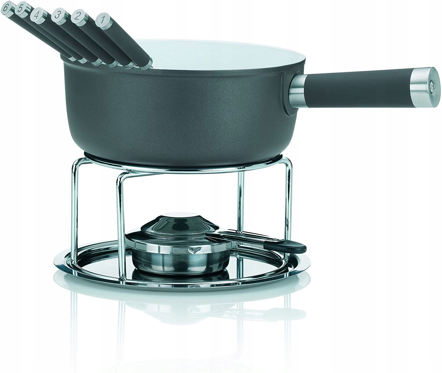 Kela KL-16564 Súprava na fondue Lancy, keramická, sivá, 1L, O22cm x v19,5cm