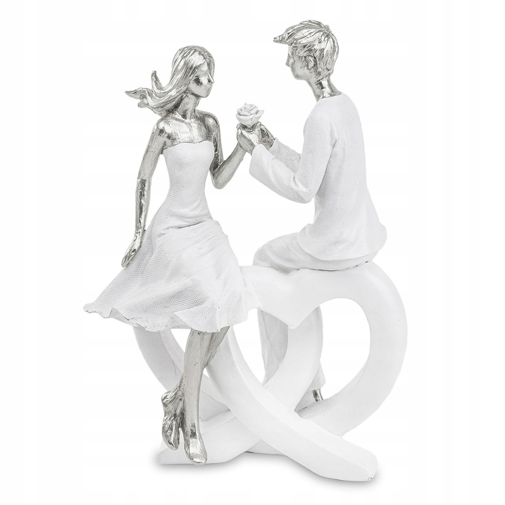 

Figurka Zakochana Para 23x16x10cm Srebrna Biała