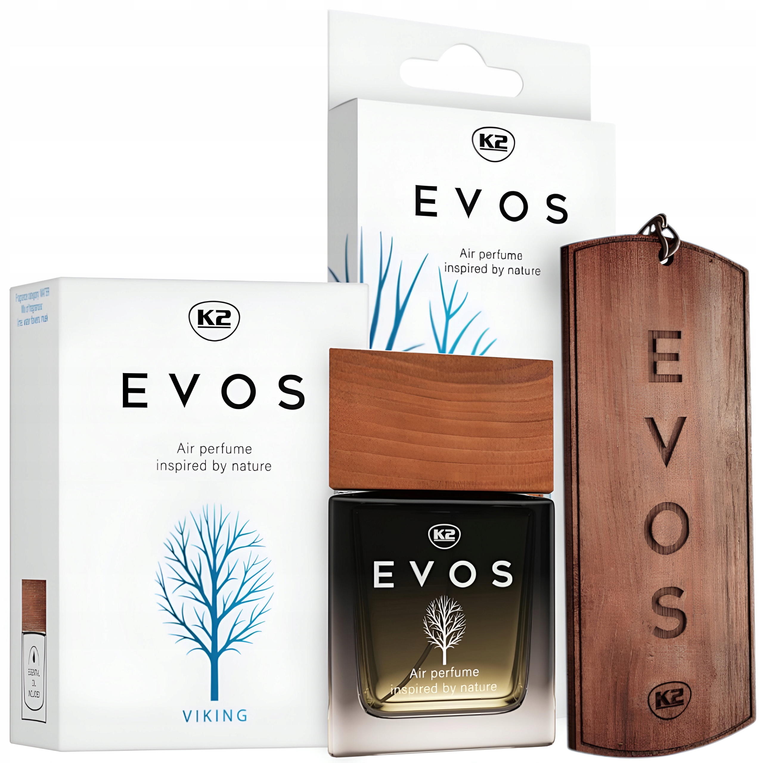 K2 Evos Viking Perfumy 50ml Do Samochodu Auta Flakon Zawieszka Zestaw
