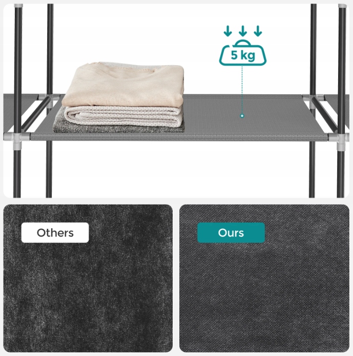 SZAFA MATERIAŁOWA TEKSTYLNA SKŁADANA GARDEROBA ZAMYKANA PÓŁKI XXL Rodzaj mebla szafa