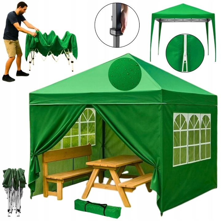 Pawilon Automatyczny 3x3 M Ogrodowy Namiot Ekspresowy Wodoodporny 4 Ściany