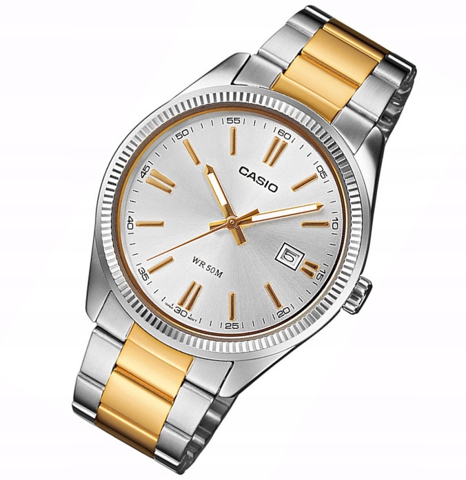 Klasyczny zegarek męski Casio MTP-1302SG datownik WR50M +Box Grawer