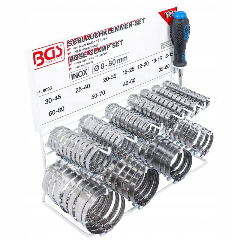 Sada nerezových upínacích pásků na tabuli 111 ks Bgs 8095