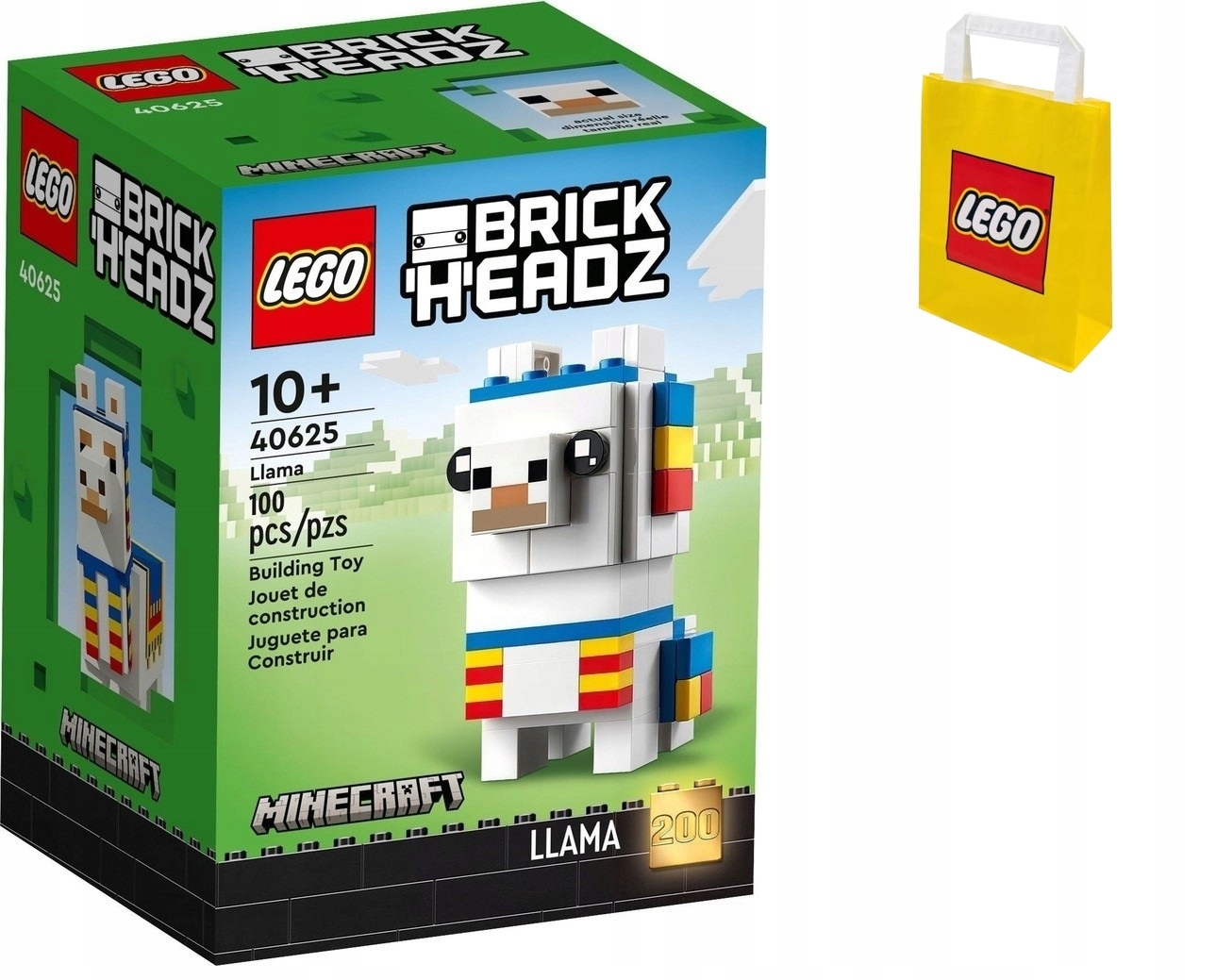 LEGO BrickHeadz Minecraft 40625 Lama + Torba papierowa LEGO mała r. S