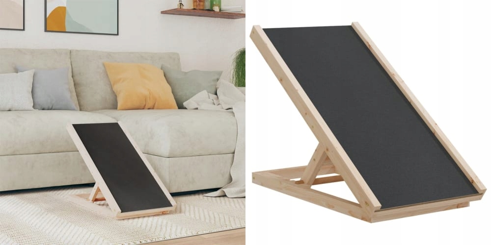 Levně Šedá rampa pro psa, masivní jedlové dřevo, 70 x 35 cm