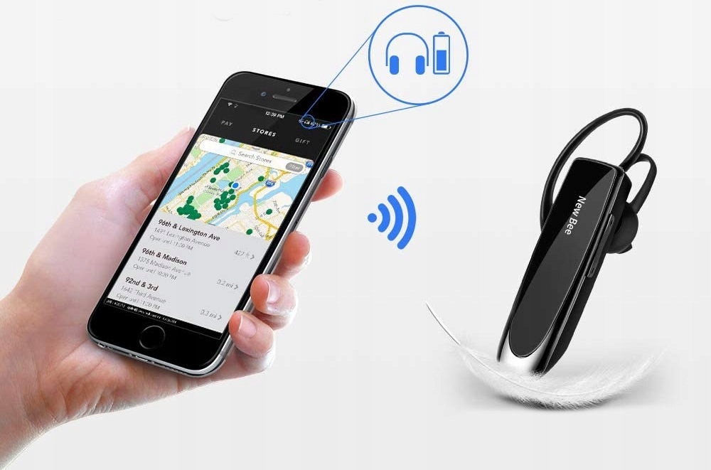 SŁUCHAWKA DO UCHA BLUETOOTH DLA KIEROWCY TIRA KURIERA DOSTAWCY LEKKA Kolor czarny