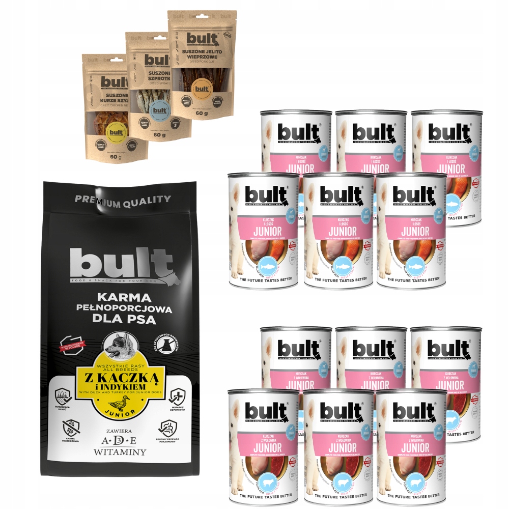 Levně Vlhké Krmivo Pro Štěně mix Suché S kachnou Pochoutky Pes Junior 8,16 kg