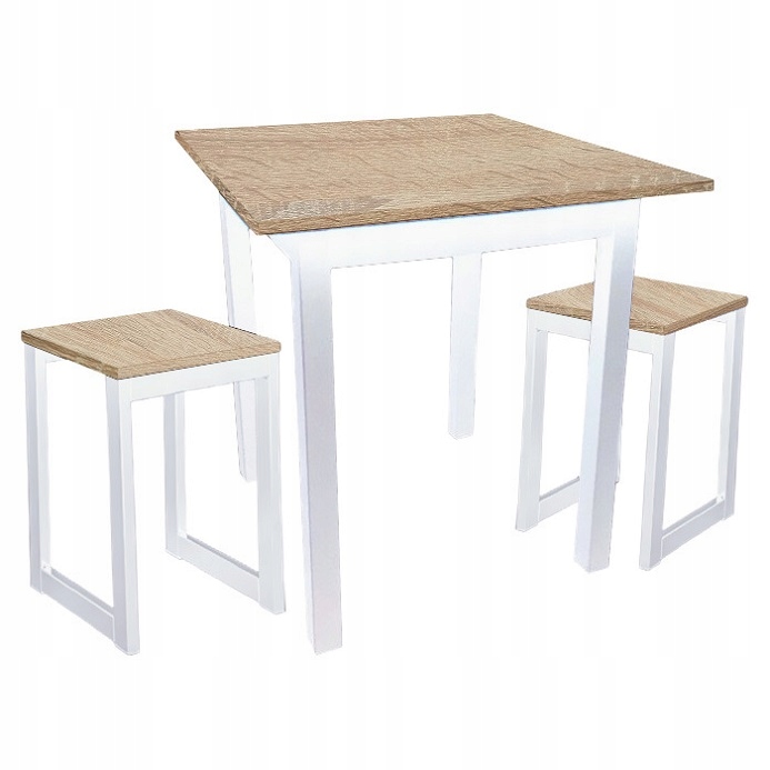 Komplet Stół 60x60 + 2x Taboret Loft DĄB SONOMA