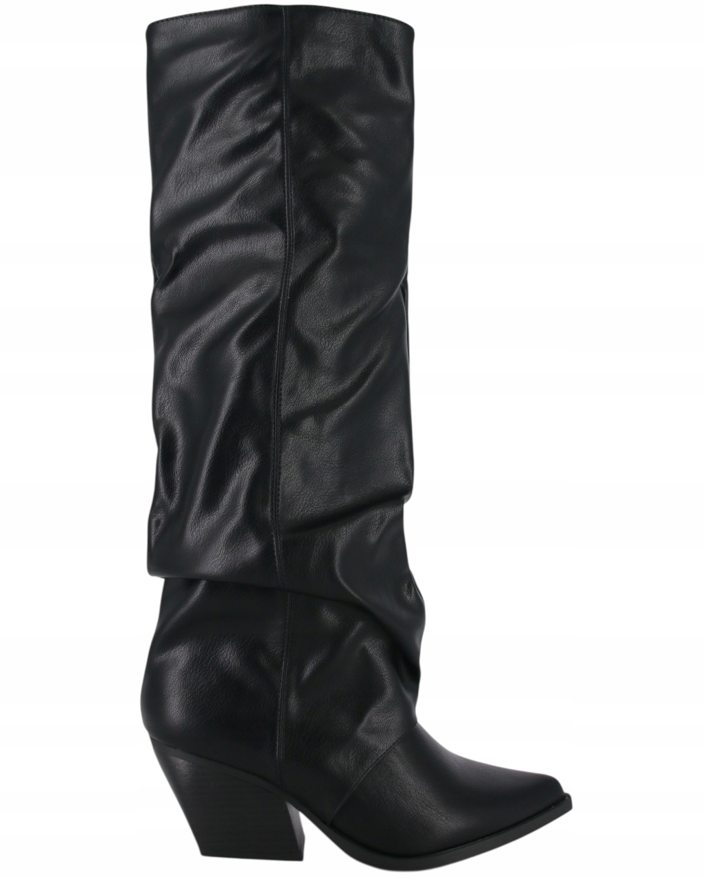 Dlouhé Eko Kožené Kovbojské Boty Kozačky Černé Dámské Jarní Boty 39