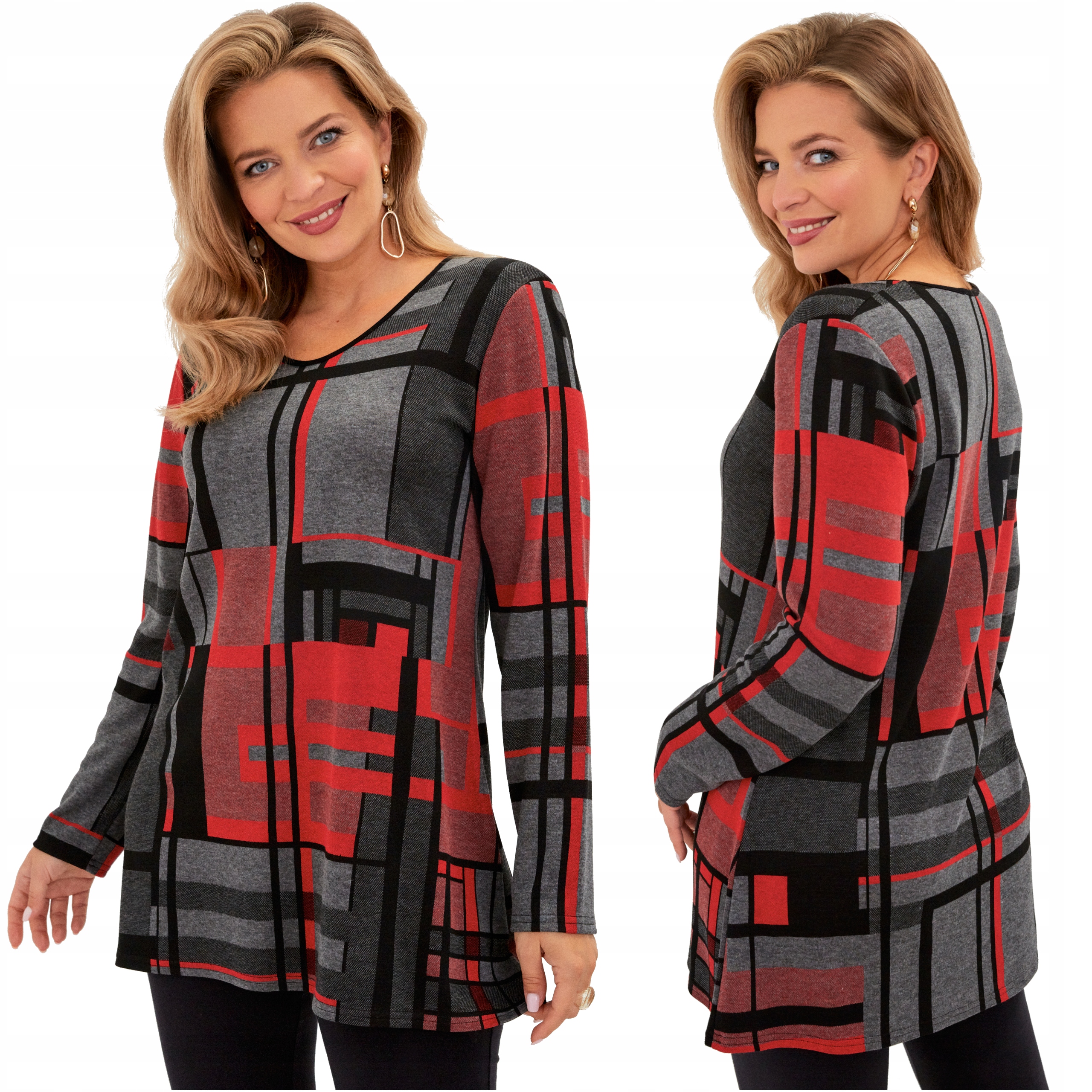 Dámská tunika velké velikosti, silnější Pletenina plus size, Polský Výrobce