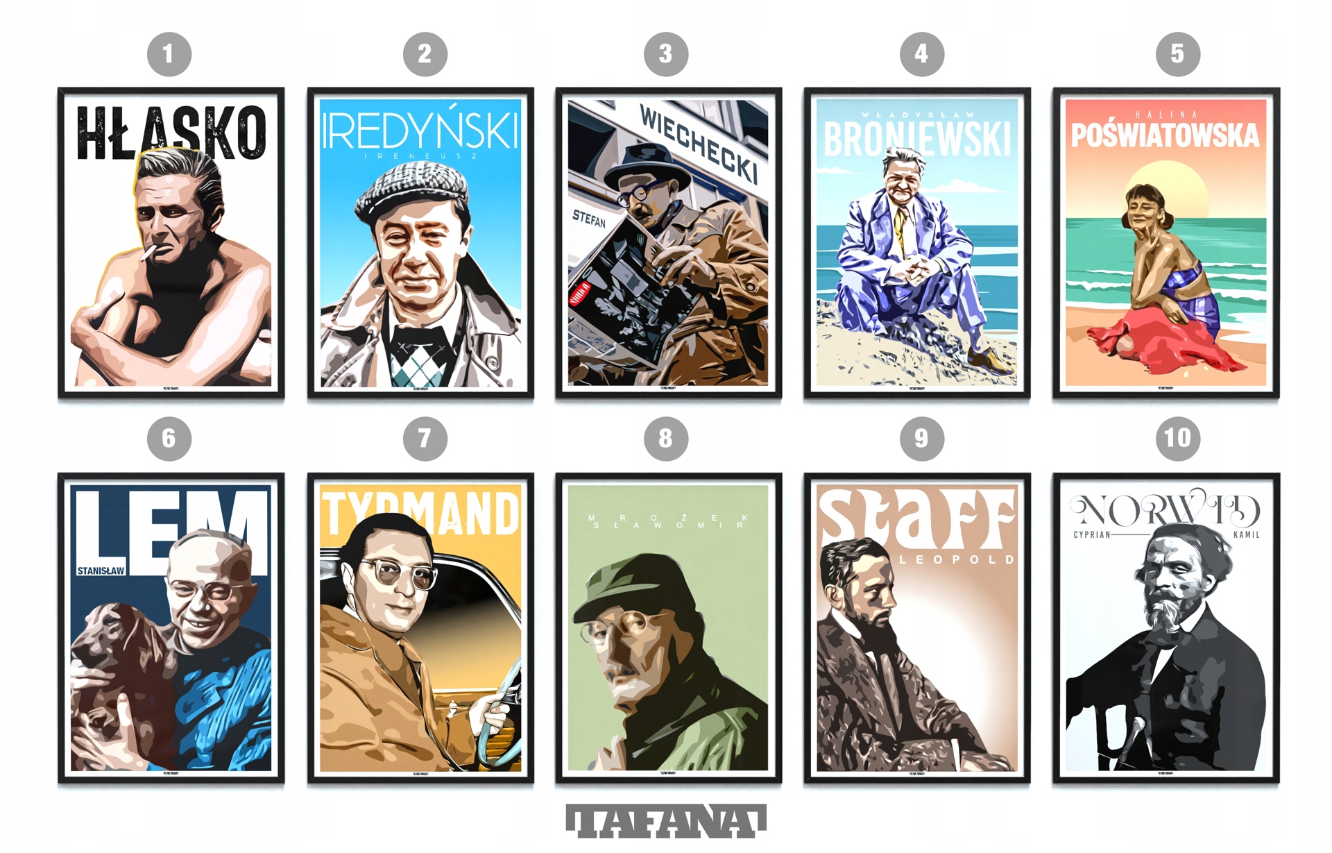 Plakat Norwid Kapuściński Gombrowicz Różewicz A3 Marka inna