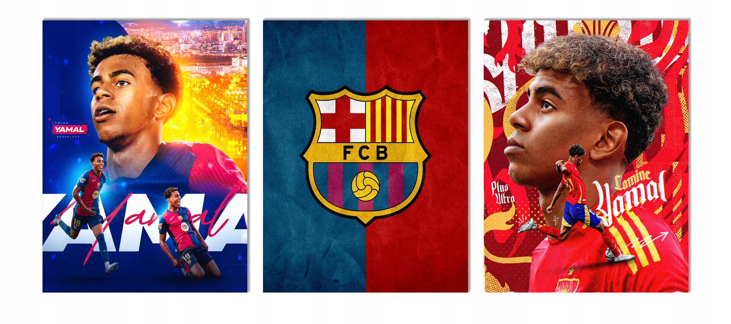 Obraz na ścianę Lamine Yamal Fc Barcelona Hiszpania 3 sztuki 70x150 cm