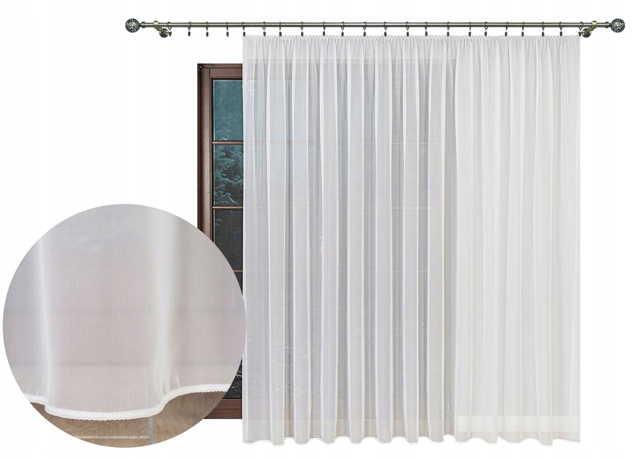 Hotová Záclona Voál Bílá S Odřezávačem Do Obývacího Pokoje