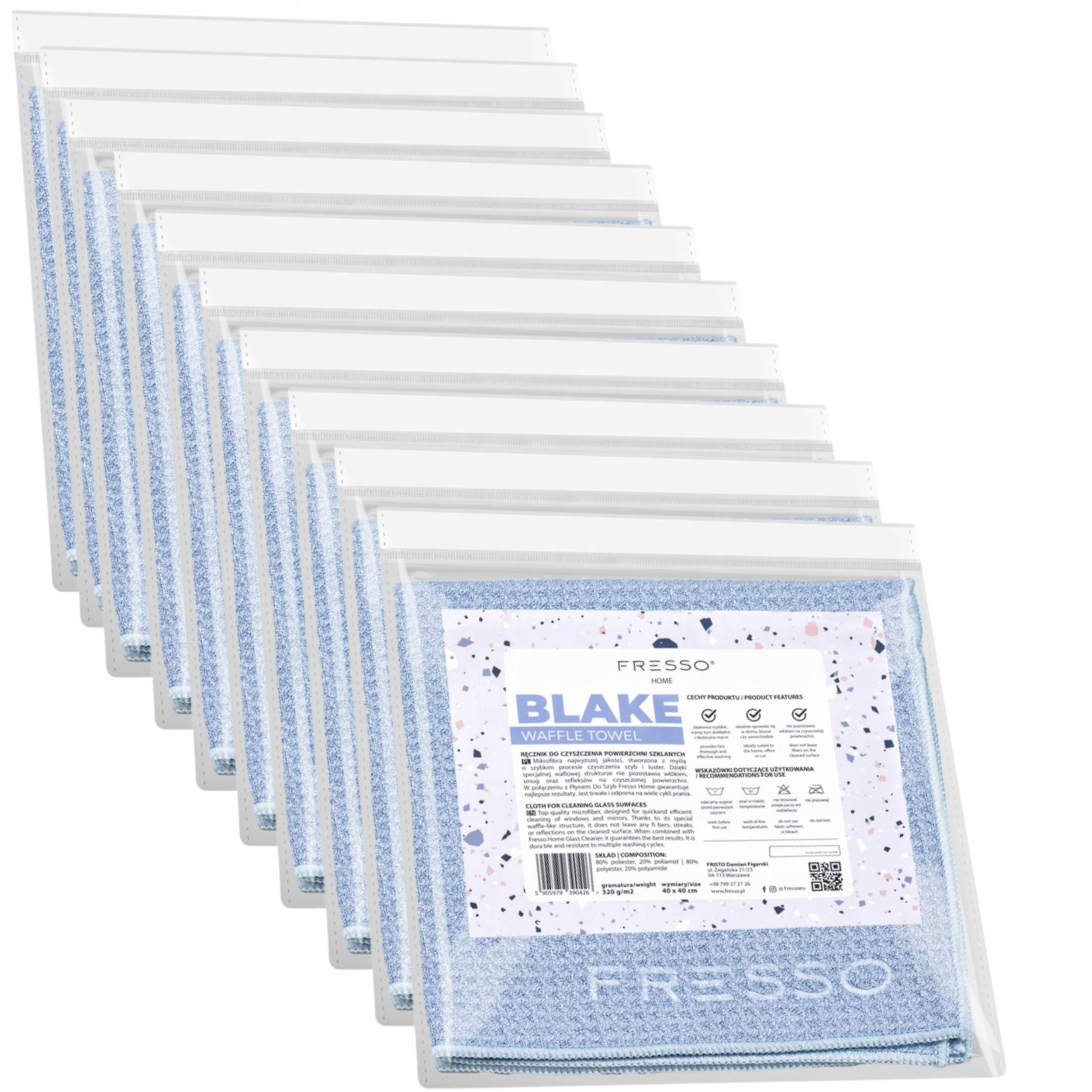 Levně Fresso Home Blake Waffle Towel Mikrovlákno na čištění skel a zrcadel x10