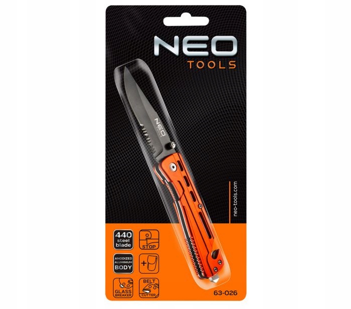 NÓŻ SKŁADANY Z BLOKADĄ Z OSTRZEM DO PASÓW 63-026 Materiał rękojeści aluminium