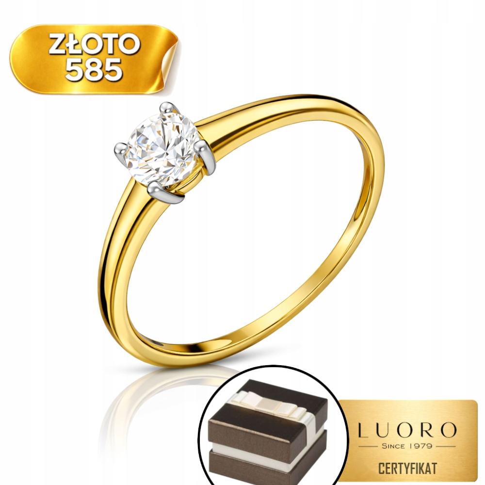 Prstýnek 585 14K Se Zirkonem, Hladký, Elegantní, R10