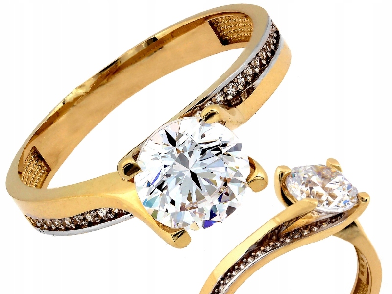 Zásnubní prstýnek 585, kombinace dvou barev zlata a zirkony 2.96 g