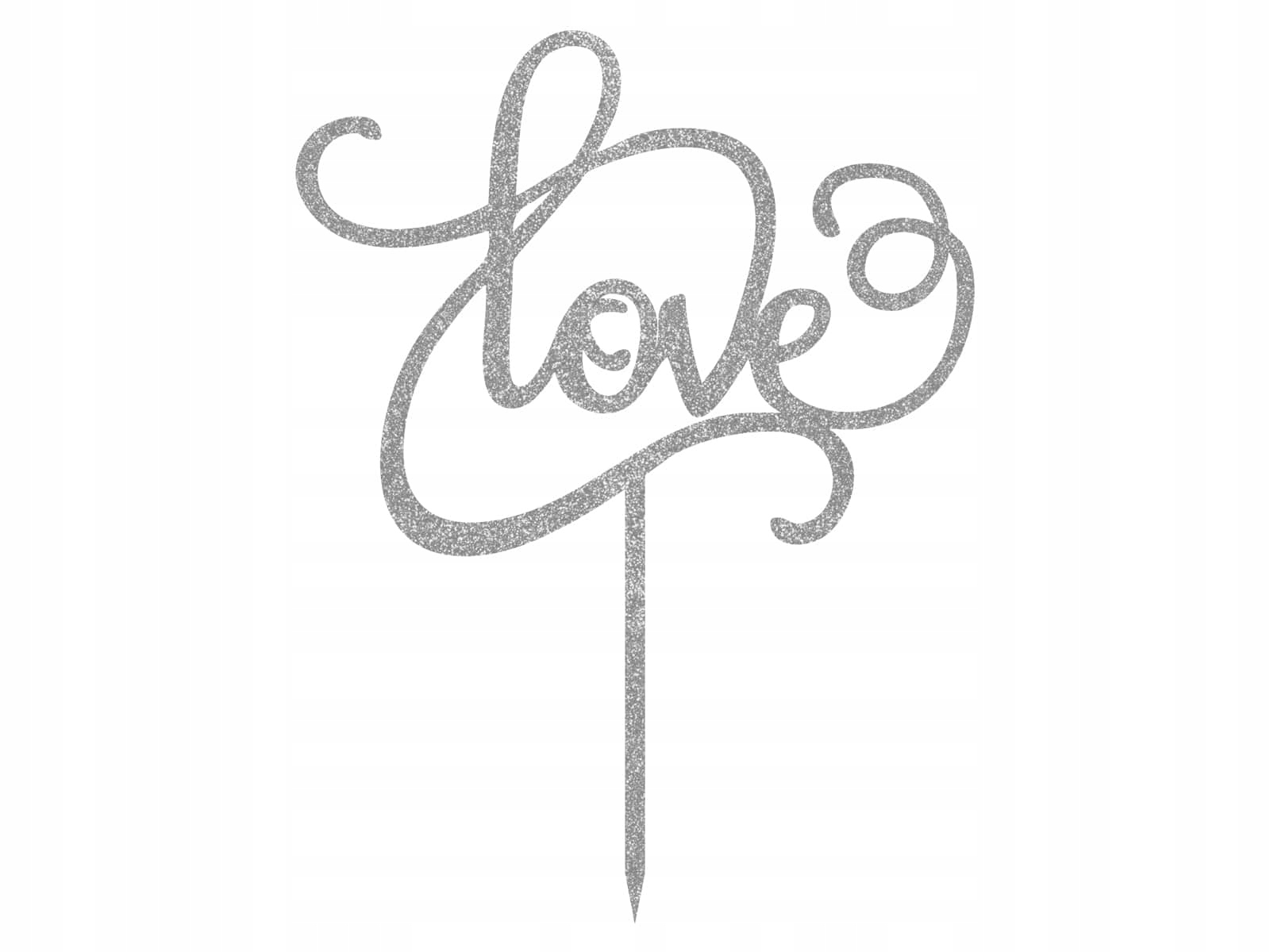

Topper na tort Love srebrny 16x12cm Wesele plexi