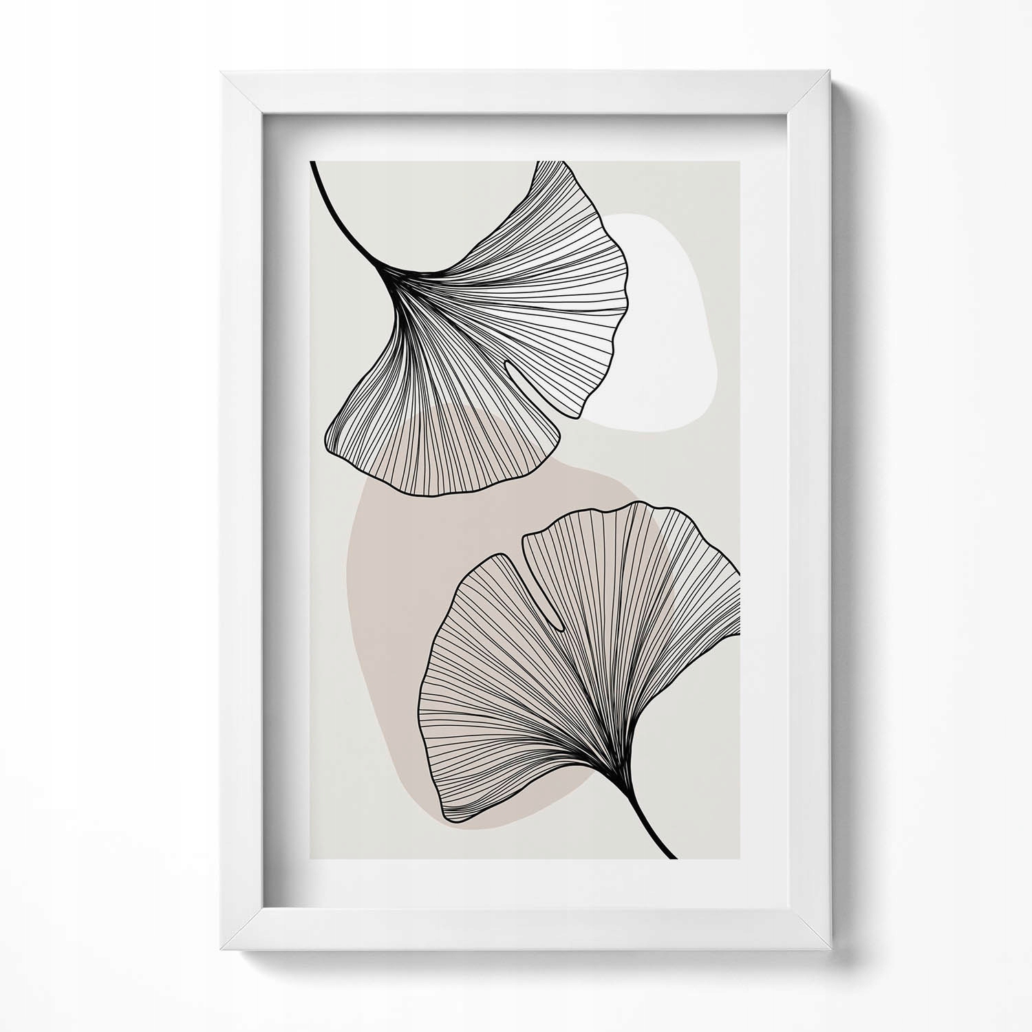 Elegantní obraz do obývacího pokoje Lineární listy ginkga v boho stylu 20x30 cm