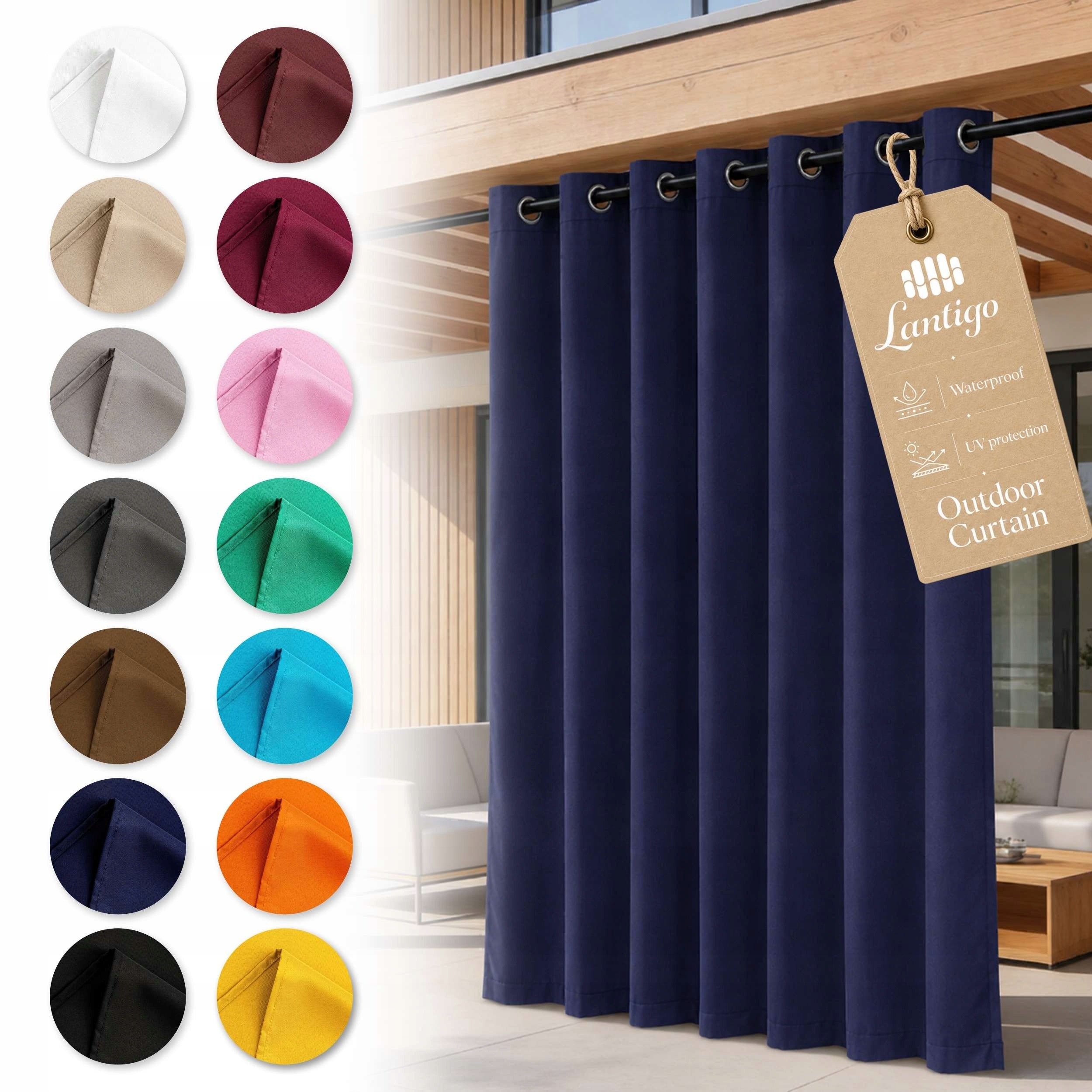 Lantigo Zahradní závěs modrá 155x240 cm Uv pergola terasa oka