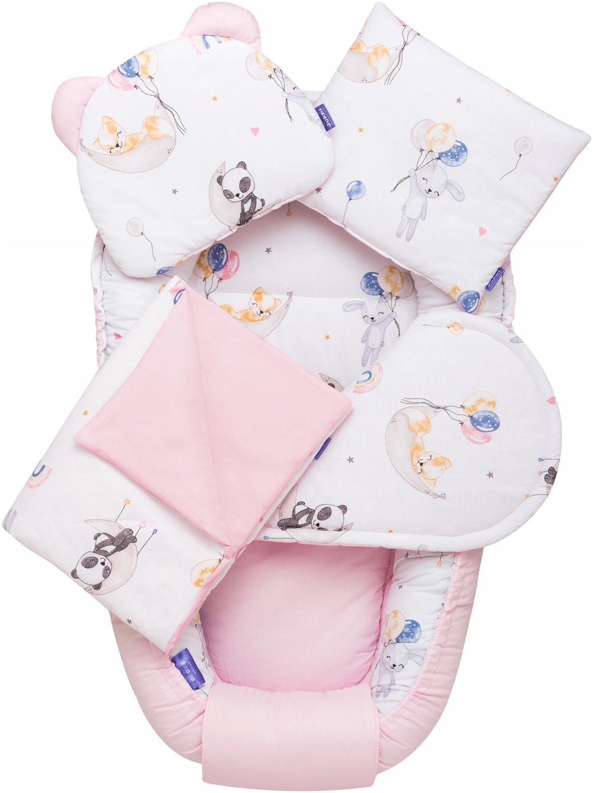 BAWEŁNIANY Zestaw NIEMOWLĘCY Róż 5w1 KOKON JUKKI