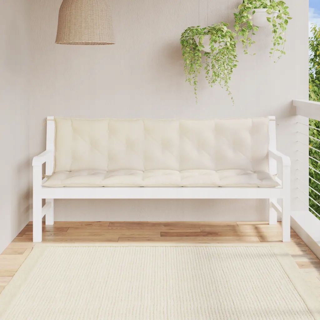 Podušky na zahradní lavici 2 ks krémově bílé 180x50x7 cm Krémová 361718