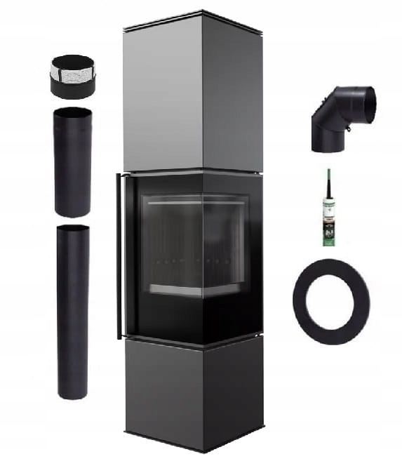 Kamna Volně Stojící Ocelová Rohová Koza Ren L Pravá Černá Sada