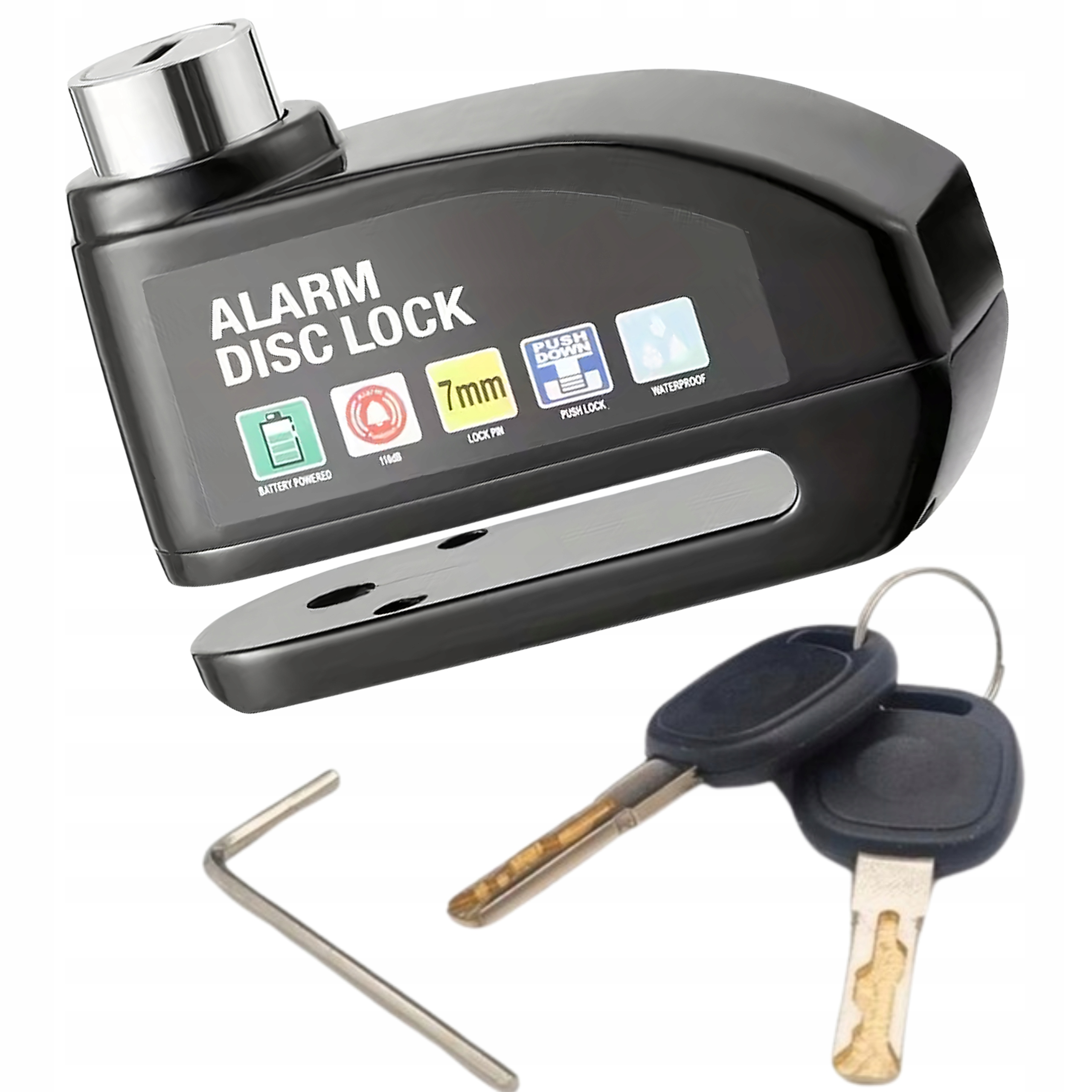 Blokada Zamek motocyklowa z alarmem 110 dB na tarczę hamulcową Czujnik Ruch