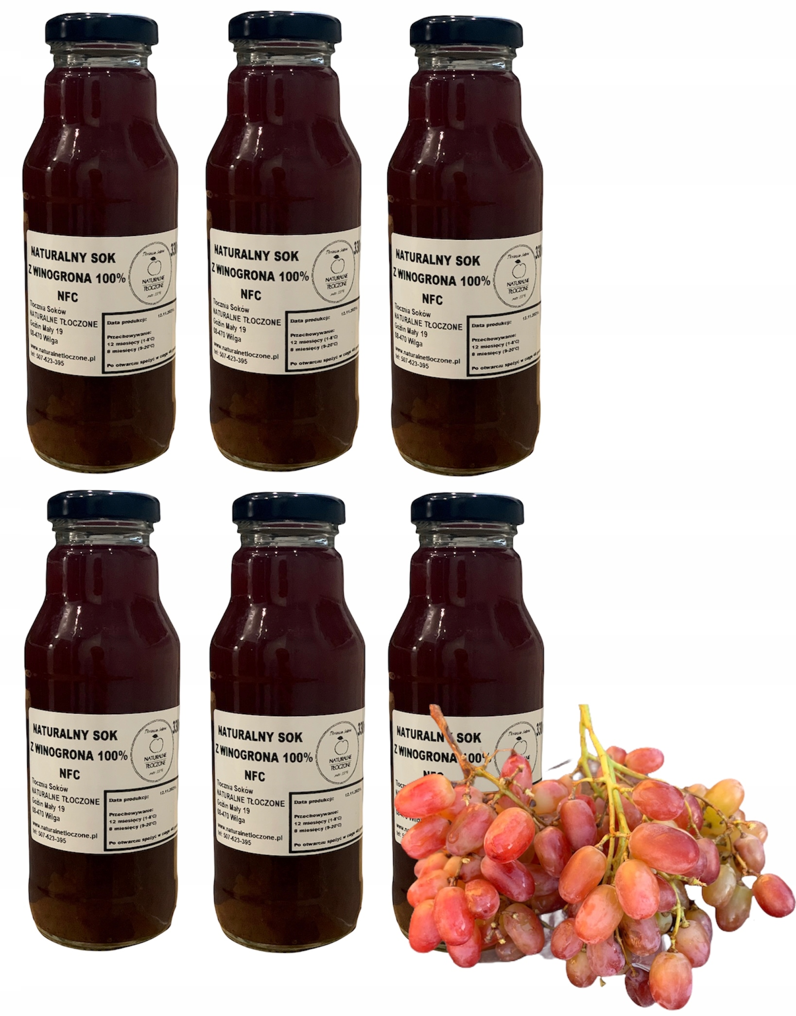 Levně Šťáva z Hroznové Víno 100% 6 x 330 ml (lisovaná, Nfc)