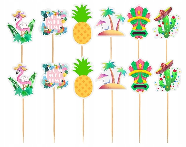 

Toppery do dekoracji tortu Hawaje Flamingi 12el