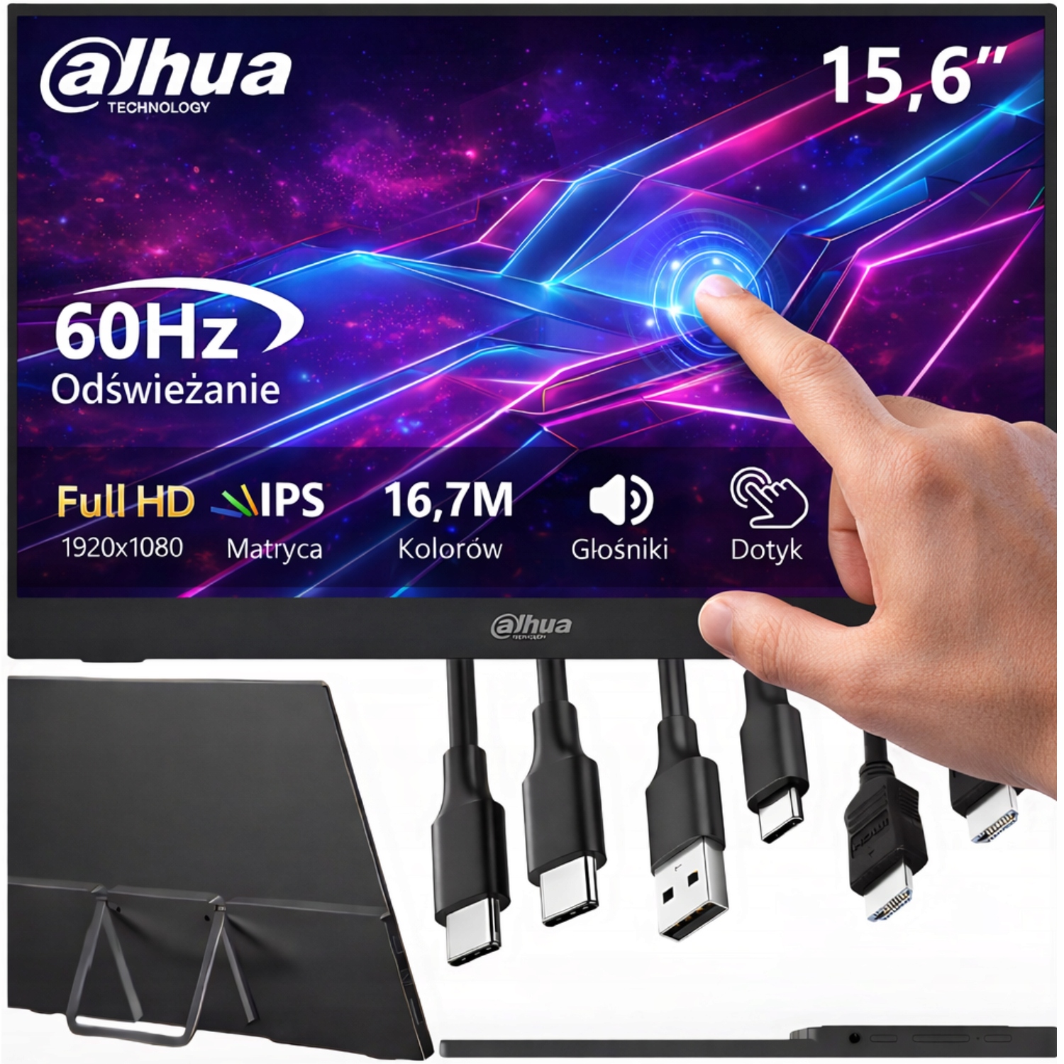 Przenośny Monitor Dotykowy 15,6 Cali Full Hd Ips 60HZ Usb C Dahua Głośniki