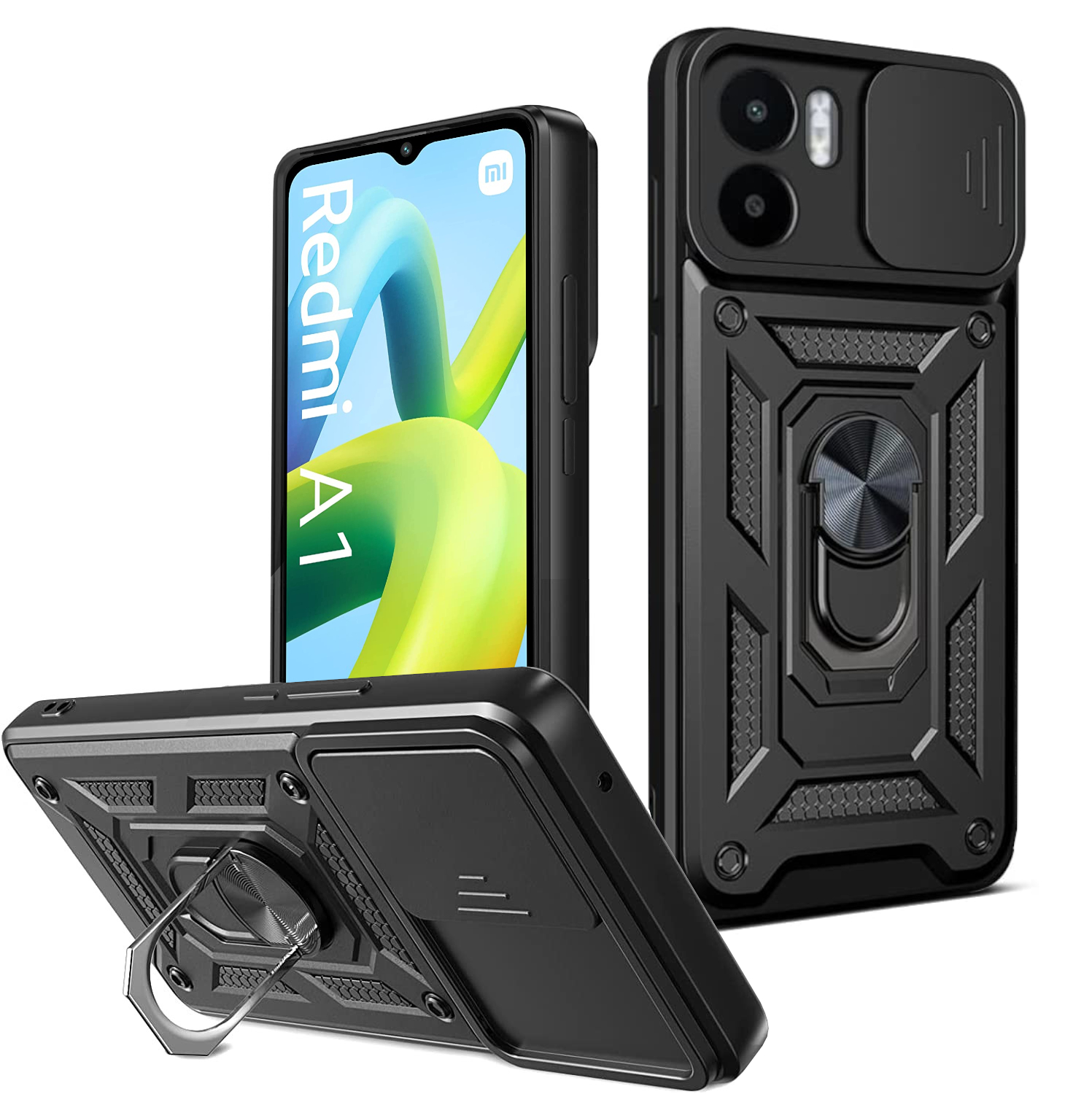 

Etui Pancerne Slide Ring +szkło do Xiaomi Redmi A1