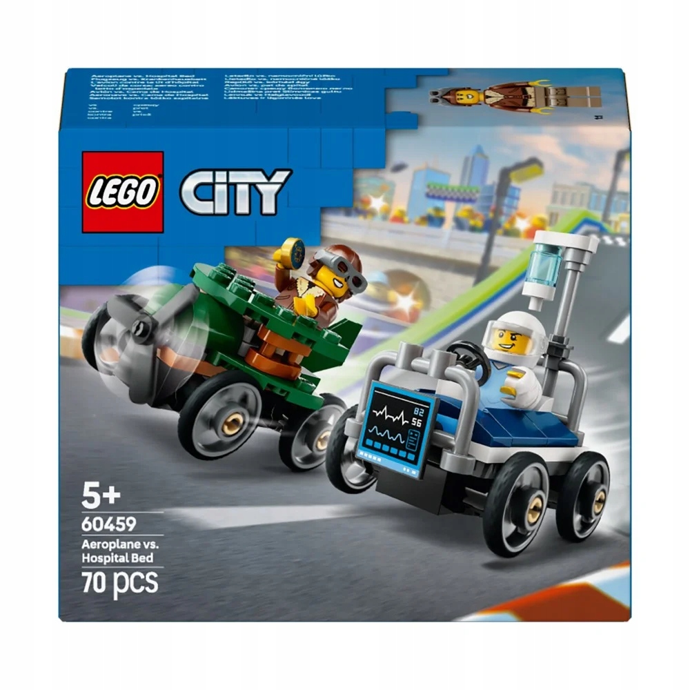 Klocki Zestaw Lego City 60459 Zestaw wyścigówek: samolot vs łóżko szpitalne