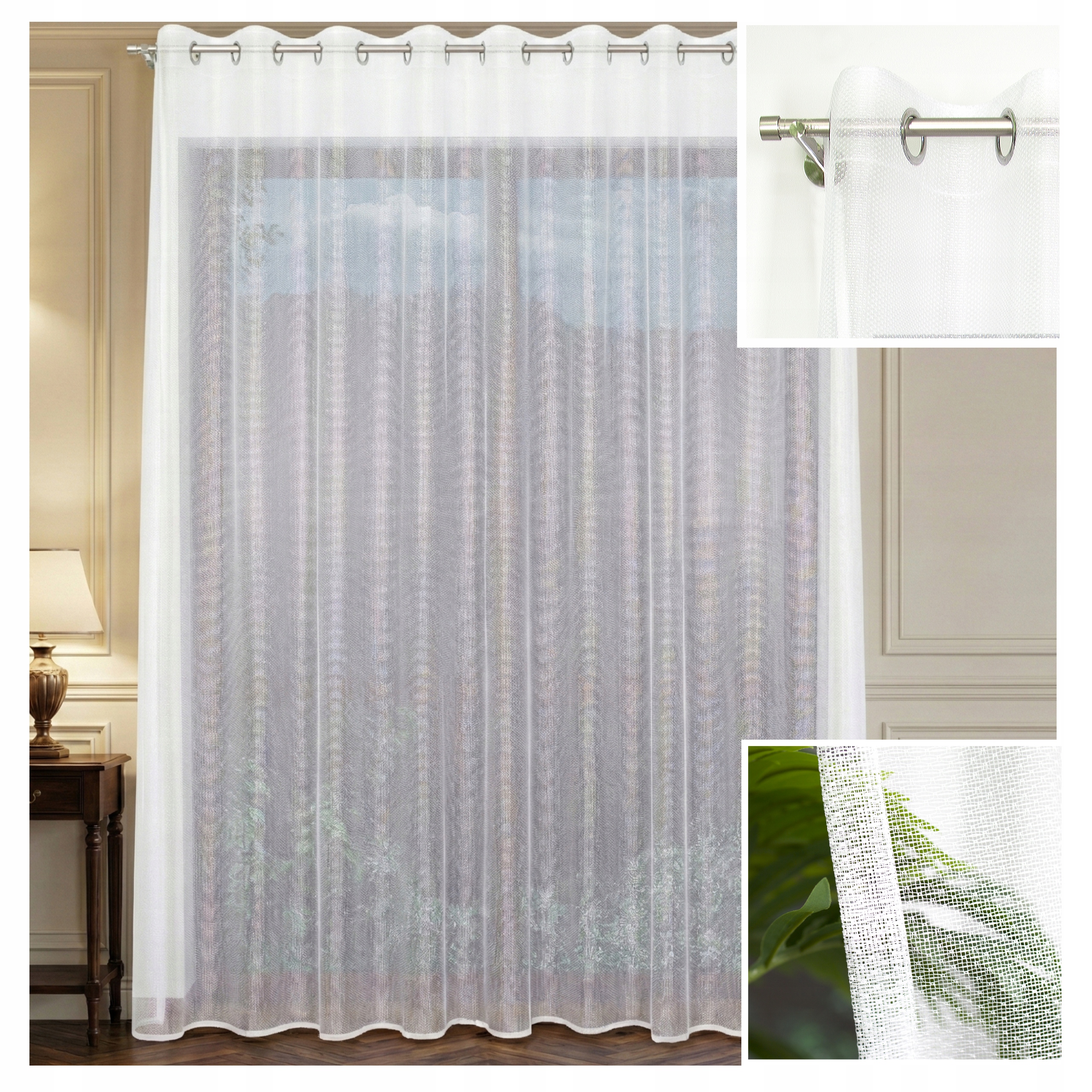 Záclona Klasický Žakár Agnieszka Hotová Bez Žehlení 400 x 260 cm Kolečka