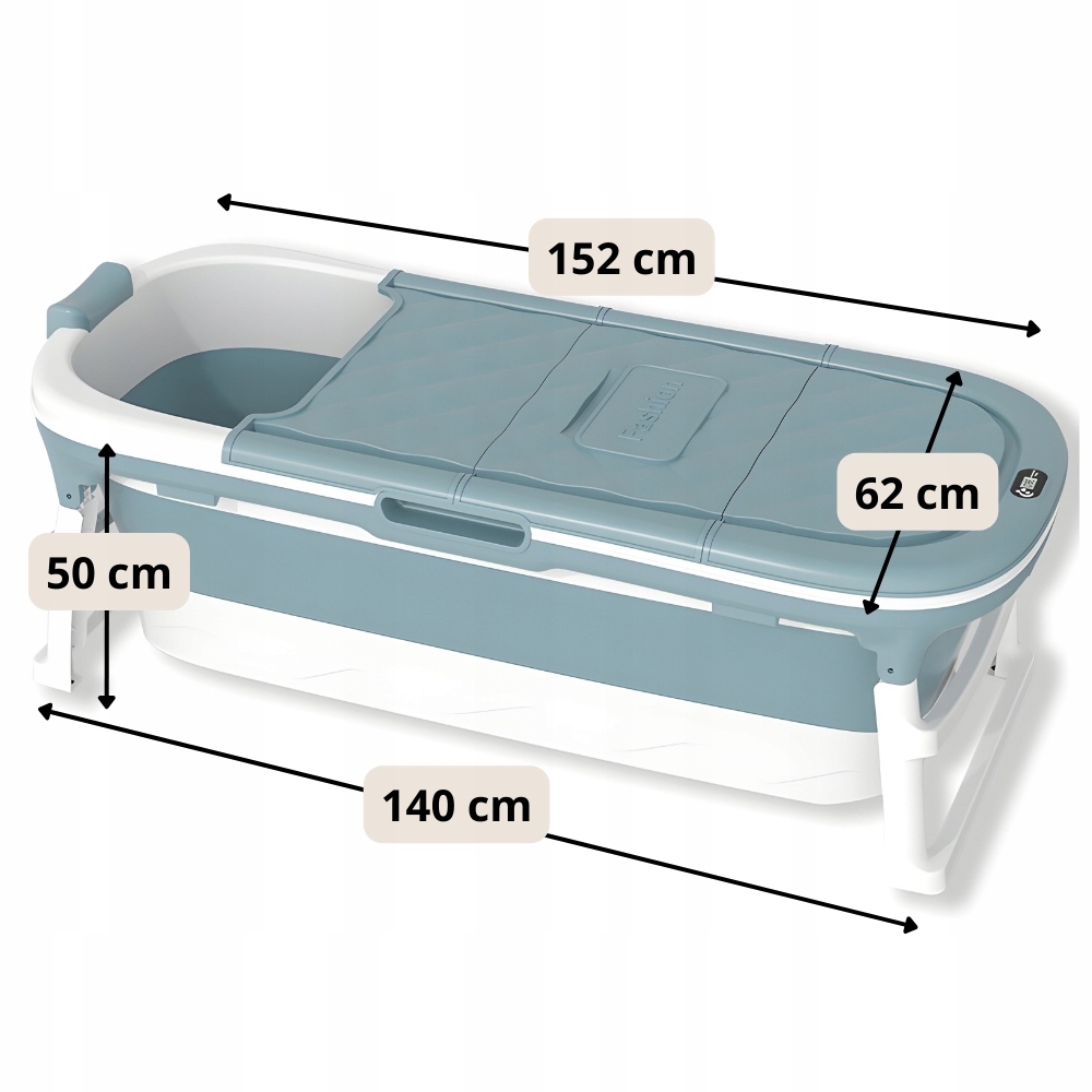 DUŻA XXL SKŁADANA WOLNOSTOJĄCA WANNA PRZENOŚNA KĄPIELOWA Z POKRYWĄ SPA 152 Linia BRISO DOMOWE SPA