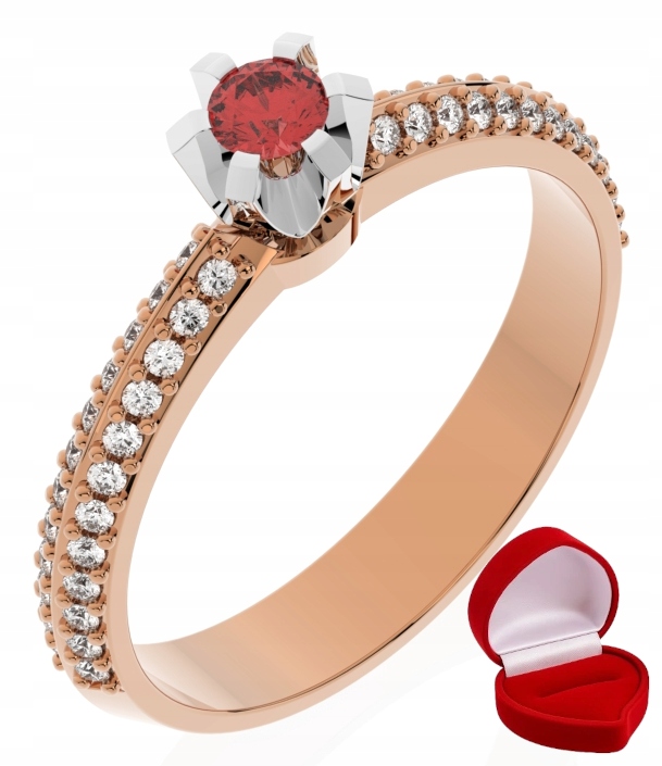 Zlatý Prstýnek 585 14k Rubín 0,09 ct Růžové Zlato R25