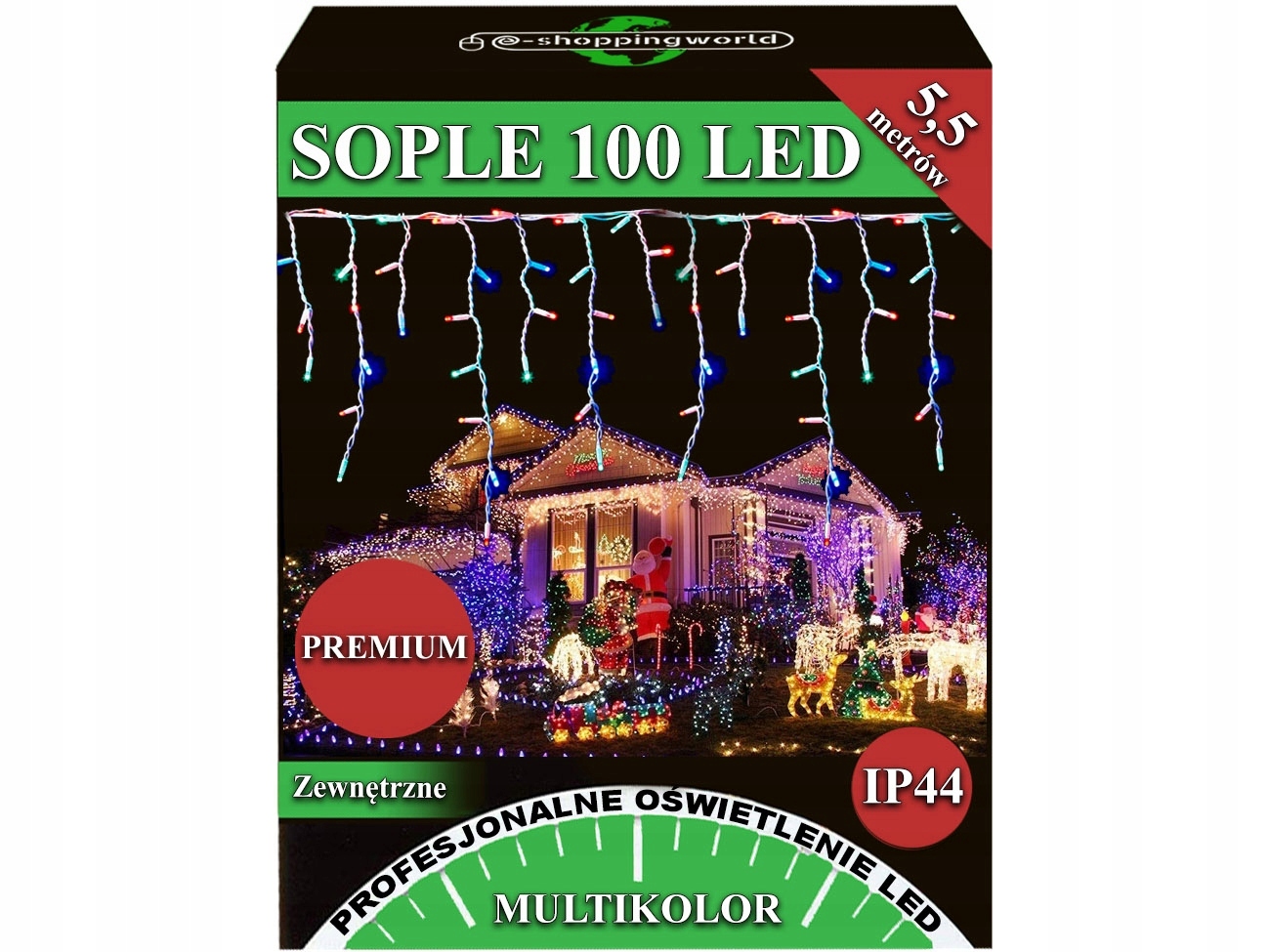 

Sople Zewnętrzne 100 Led Lampki Choinkowe Multi