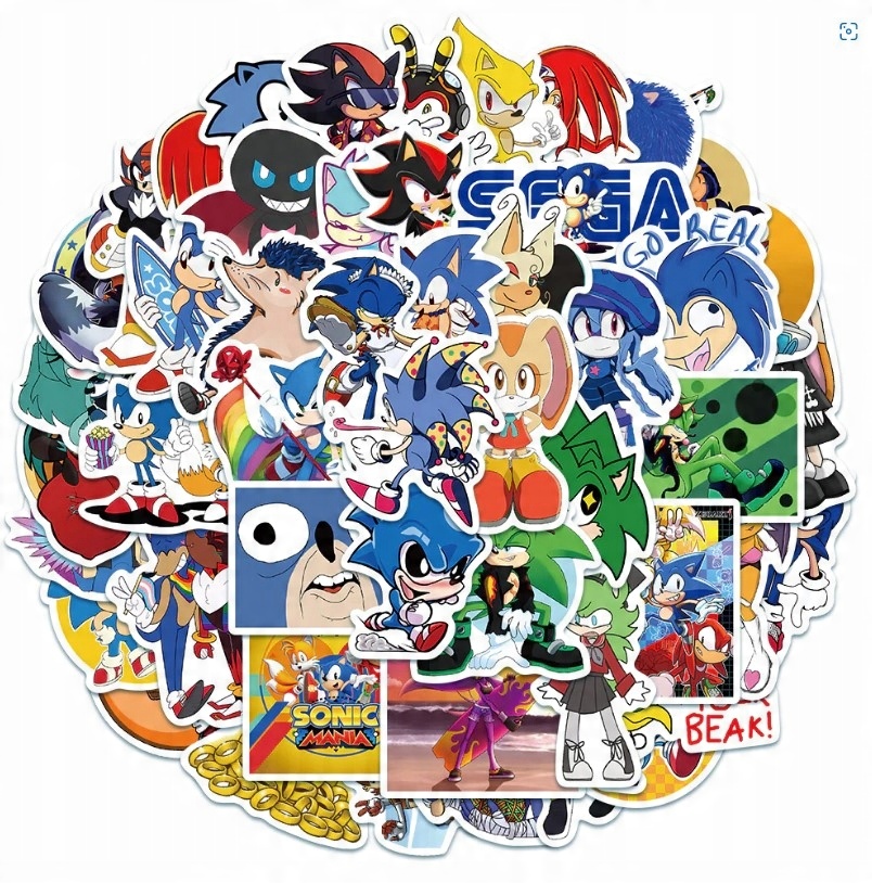 

Naklejki Sonic Jeż motywacyjne wodoodporne 50 szt