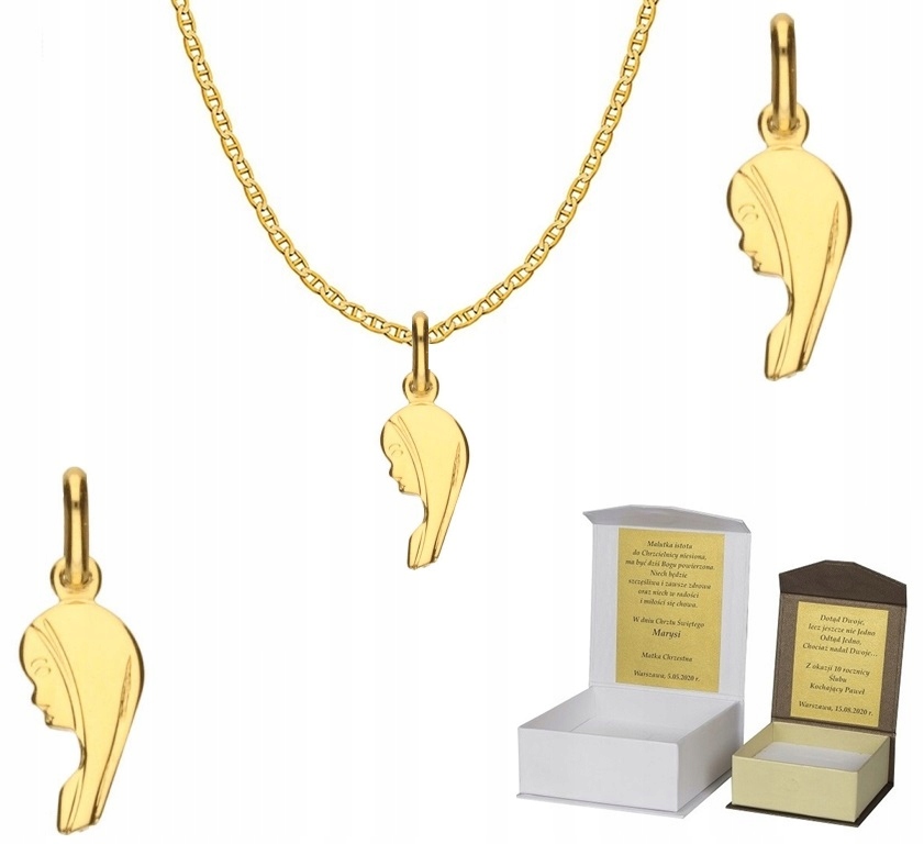 Zlatý řetízek pr. 585 medailonek Matka Boží Fatimská 45 cm Dedikace GZ1MZ6