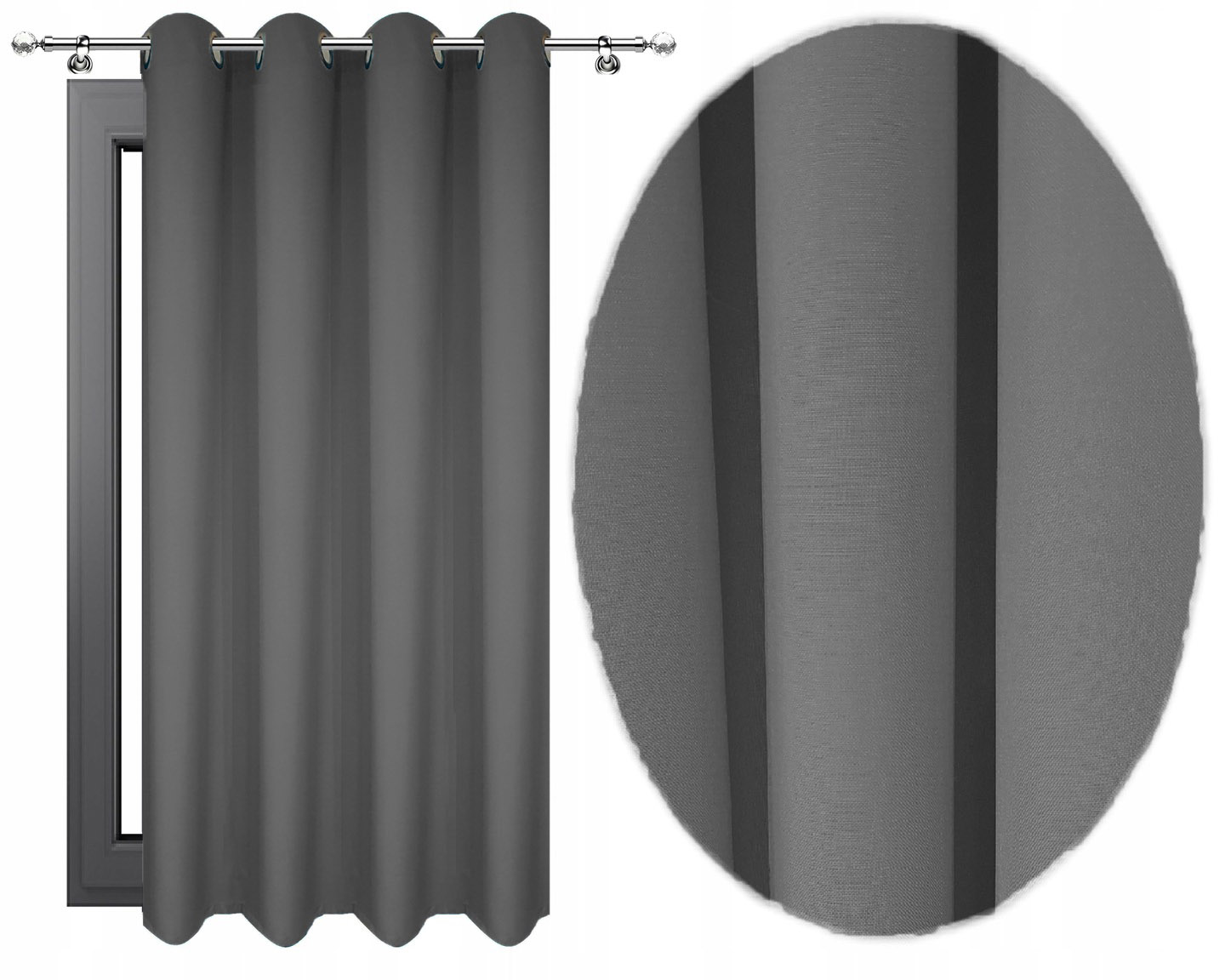 MATOWE ZASŁONY GOTOWE NA PRZELOTKI 140x250 GRAFIT Wzór gładki