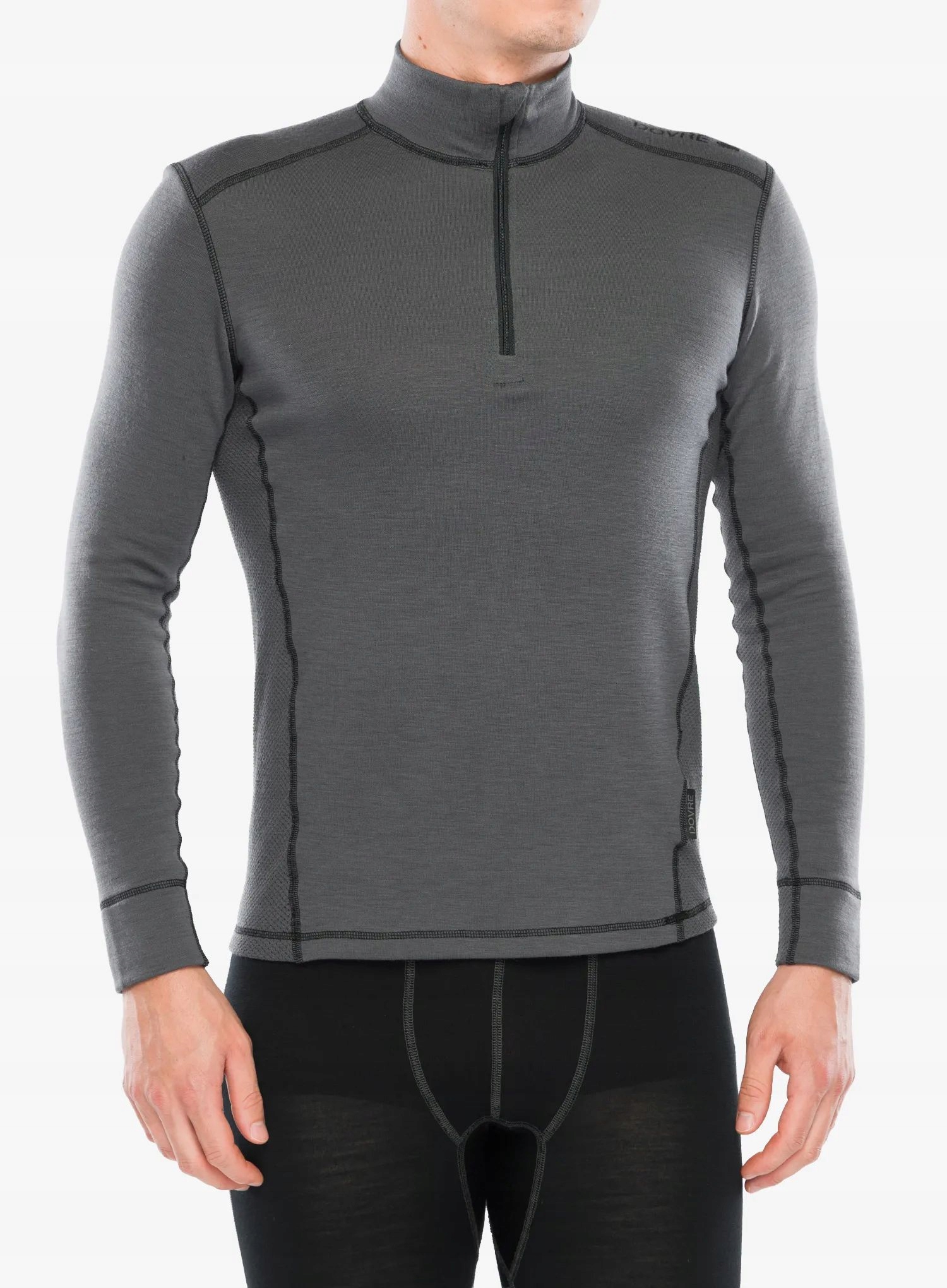 Vlněné tričko Dovre s Mikina bez kapuce a zipem černé S