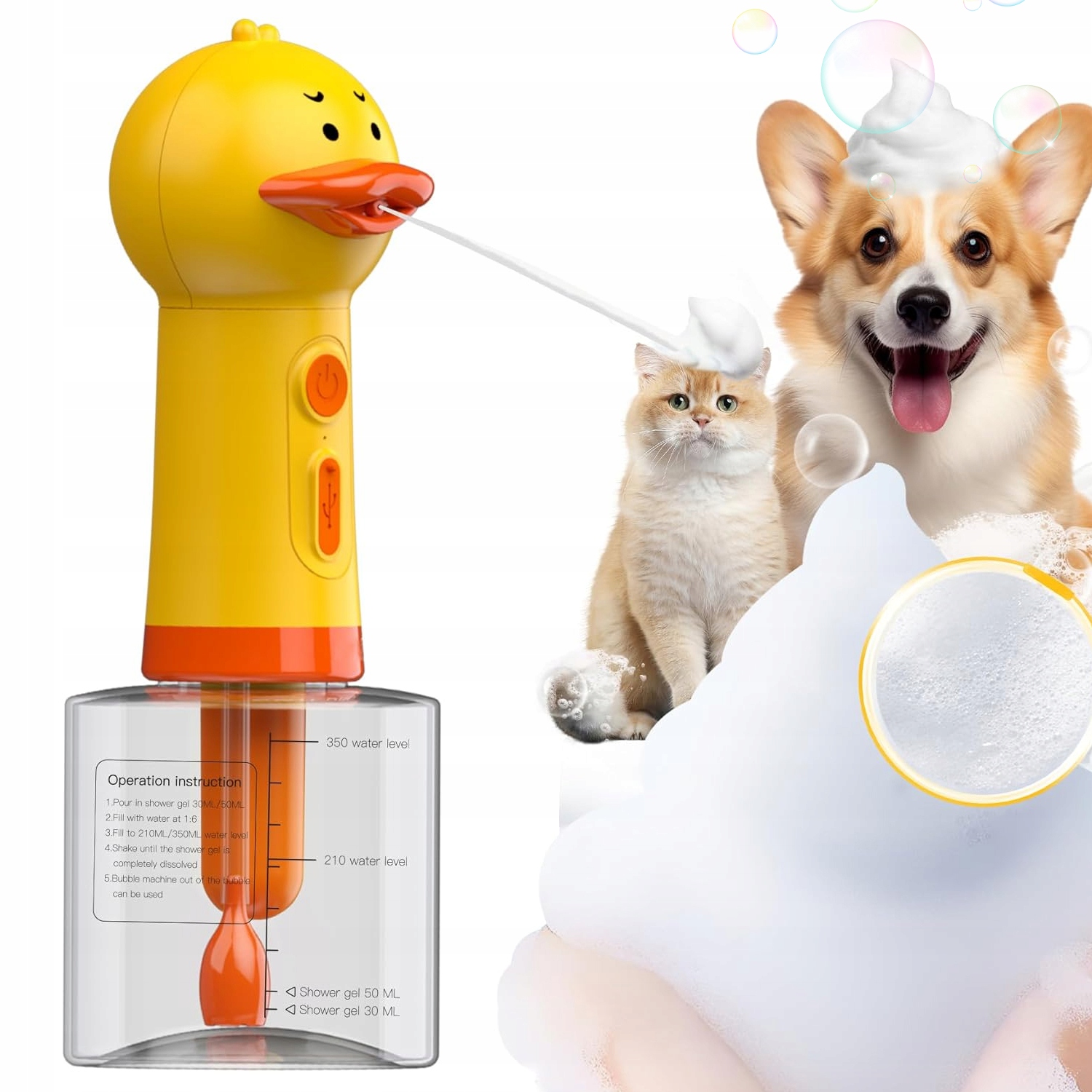 Levně Elektrický Dávkovač Pěny Pro Psa 350 ML IPX5 1200 Mah Pro Rychlé Mytí