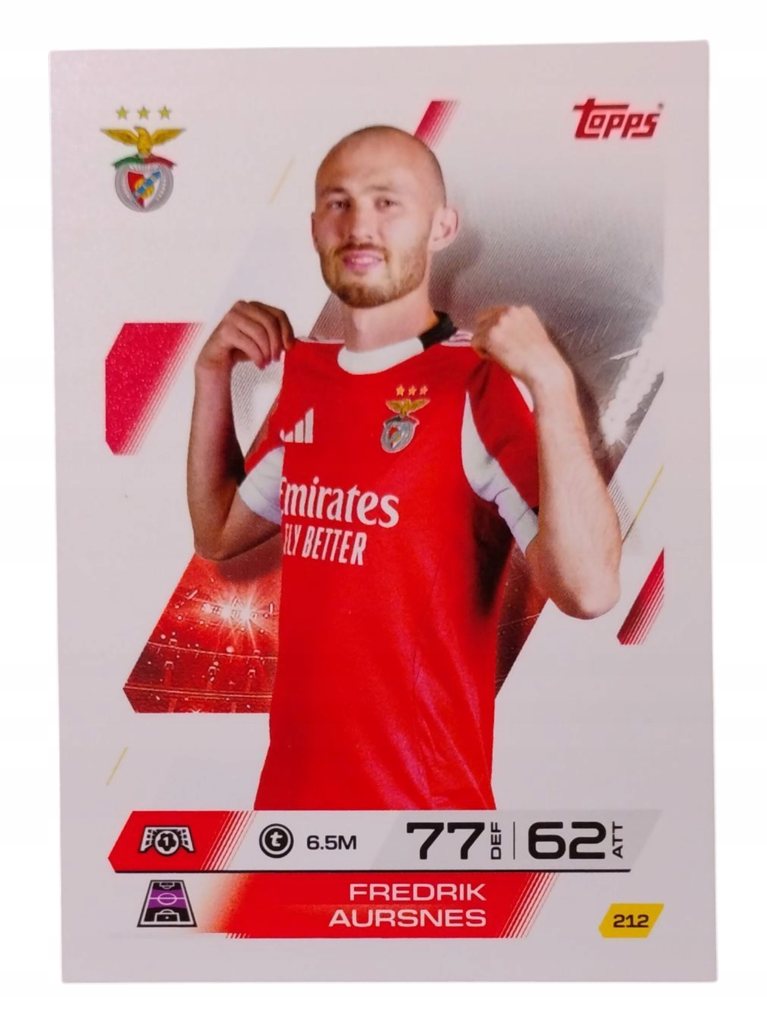 Topps Match Attax 2025-2026 Base Card Fredrik Aursnes Benfica 212